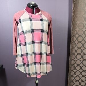 Plaid Pink and Cream Women's Top